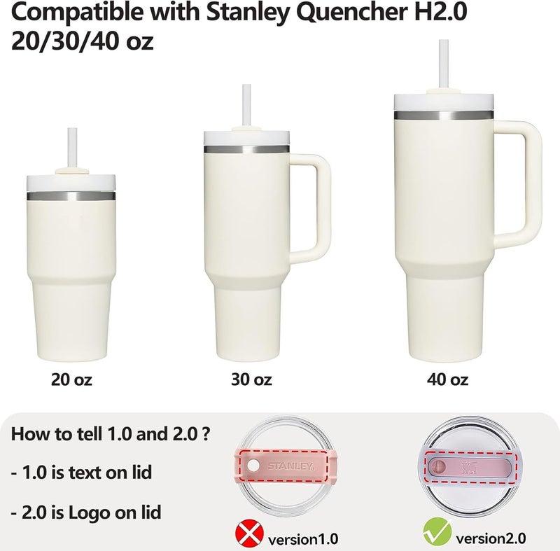 DUNLAGUE Silicone Spill Stopper Set Compatible with Stanley Cup 2.0 30oz & 40oz with Straw Cover (Set of 2, Cream) - Image 2
